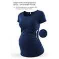 thumbnail image 3 of Yawrut Round Neck Maternity T-Shirt, Soft Stretchy Ruched Pregnancy Top, Casual Short Sleeve Maternity Tee for All Trimesters, Daily Home Work Pregnant Shirts, 3 of 9