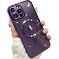 thumbnail image 3 of Case for iPhone 15 Pro Case Clear Compatible with MagSafe Built-in Camera Lens Protector Soft Slim Shockproof Phone Case Cover for iPhone 15 Pro 6.1" - Purple, 3 of 14
