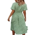 thumbnail image 3 of Femmes Midi Habillé Floral Bouton Up Split Robe V Cou Manches Courtes Plage Partie une Ligne Robe Jaune M, 3 of 6
