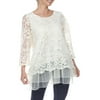 Simply Couture Long Sleeve Lace Layered Blouse, Women's