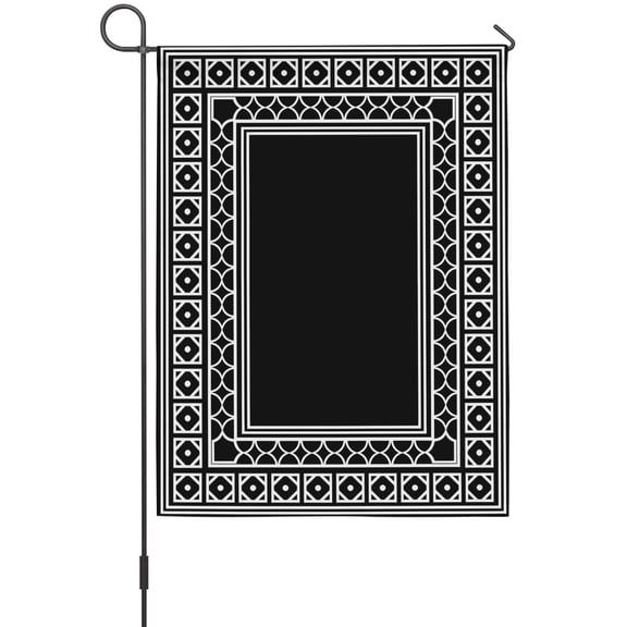 Black Garden Flag 12 x 18 Inches, Boho Diamond Pattern Border Rustic Southwestern Weather Proof Outdoor Patio Flags Double Sided Small Garden Decoration for Yard Outside Home