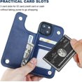 thumbnail image 3 of Funda tipo cartera con tarjetero para iPhone 15, de piel sintética con función atril y ranuras para tarjetas (azul), 3 of 5