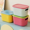 thumbnail image 3 of bestolf Storage Box with Handle And Lid Organizer Space Saving Stackable Container for Kitchen Bedroom Dormitory (Yellow S), 3 of 8
