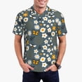thumbnail image 2 of Balery Flowers and Bee Printed Men’s Short Sleeve Polo Shirt, Midweight Men's Shirt,Golf Polo shirts -Medium, 2 of 8