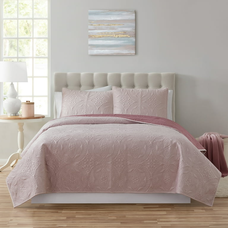 Mainstays Mink Lilac Medallion Polyester Quilt Full Queen