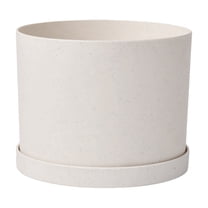 Bloem Mathers 8" Modern Resin Planter - Indoor Pot with Drainage Holes and Removable Saucer Tray, Vanilla Bean