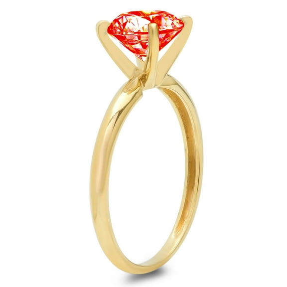 0.5 ct Round Cut Simulated Red Diamond Solitaire Engagement Ring for Women in 18K Yellow Gold