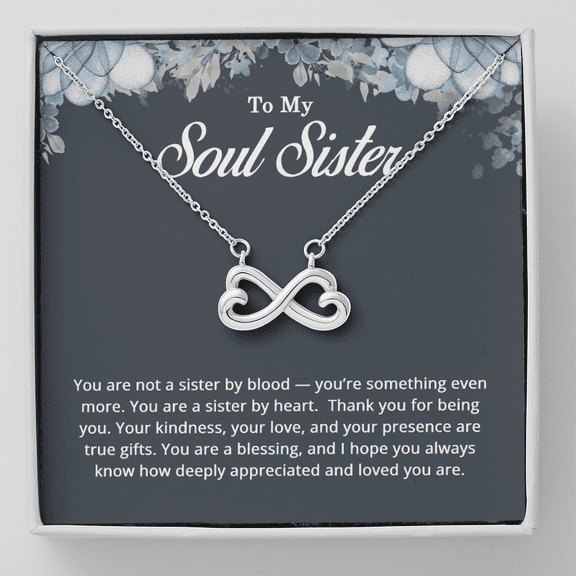 To My Soul Sister Necklace - Soul Sister Gifts for Women Best Friends Title: 14k White Gold Finish, Box Choice: Standard Box