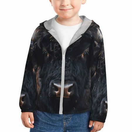

Lukts Majestic Black Yak Print Children s Long-Sleeved Sun Protection Clothing Hooded Sweatshirts for Boys and Girls Outdoor Sports-5 Years