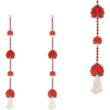 Set of 2 Pink Lotus String Wall Hanging Decoration for Home Door Wall Temple for Indian Wedding Festival Decorations Home Door Wall Decor Festivities and New Year Gifting