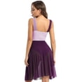thumbnail image 4 of RUNQHUI Robe Justaucorps Sans Manches en Mesh à Blocs de Couleur pour Femmes, Danse Moderne Contemporaine, Violet TG, 4 of 5