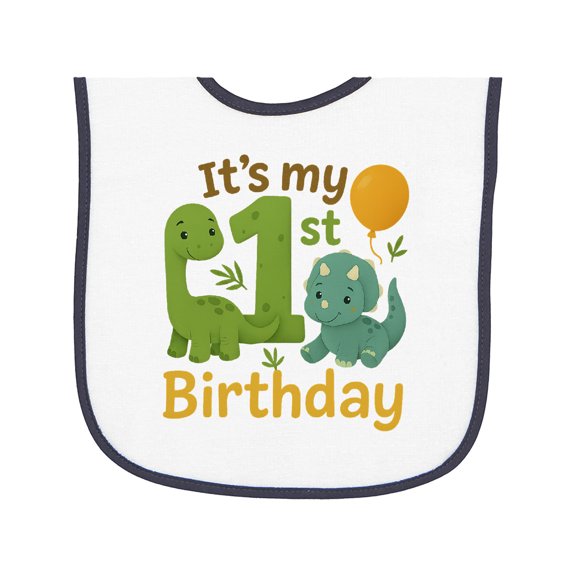 Inktastic Dinosaur 1st Birthday Cute Dino Theme Baby Terry Cloth Bib