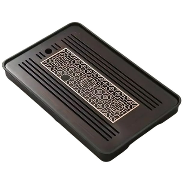Bandeja de Té de Bambú, Platos Portátiles, Rectangulares, para Ceremonia del Té, Mesa de Té Chaban, Doble Propósito, Drenaje, Almacenamiento de Agua C