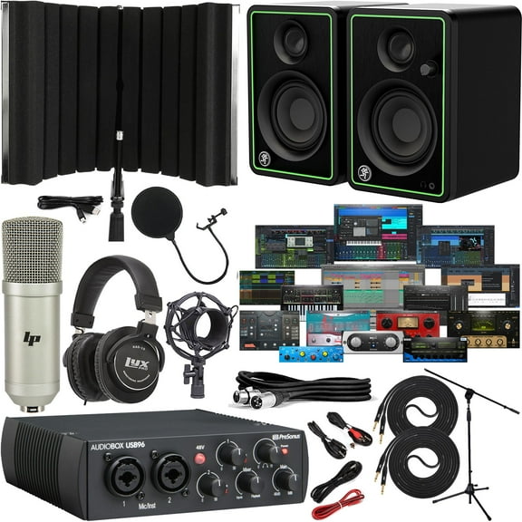 PreSonus AudioBox USB 96 Recording Bundle - Pro Audio Interface Kit with Studio Monitors, Mic & More