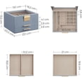 thumbnail image 5 of SONGMICS Caja de Joyas, Caja Joyero de 3 Niveles, Estuche de Joyería, con 2 Cajones, Tapa de Cristal, Amplio Espacio, Azul Ahumado y Dorado, 5 of 5