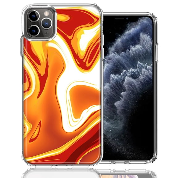 MUNDAZE For Apple iPhone 11 Pro Orange White Abstract Design Double Layer Phone Case Cover