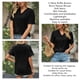 thumbnail image 5 of Blusa de manga corta para mujer con cuello en V y botones con volantes Blusa de manga corta a la moda para trabajar, 5 of 6