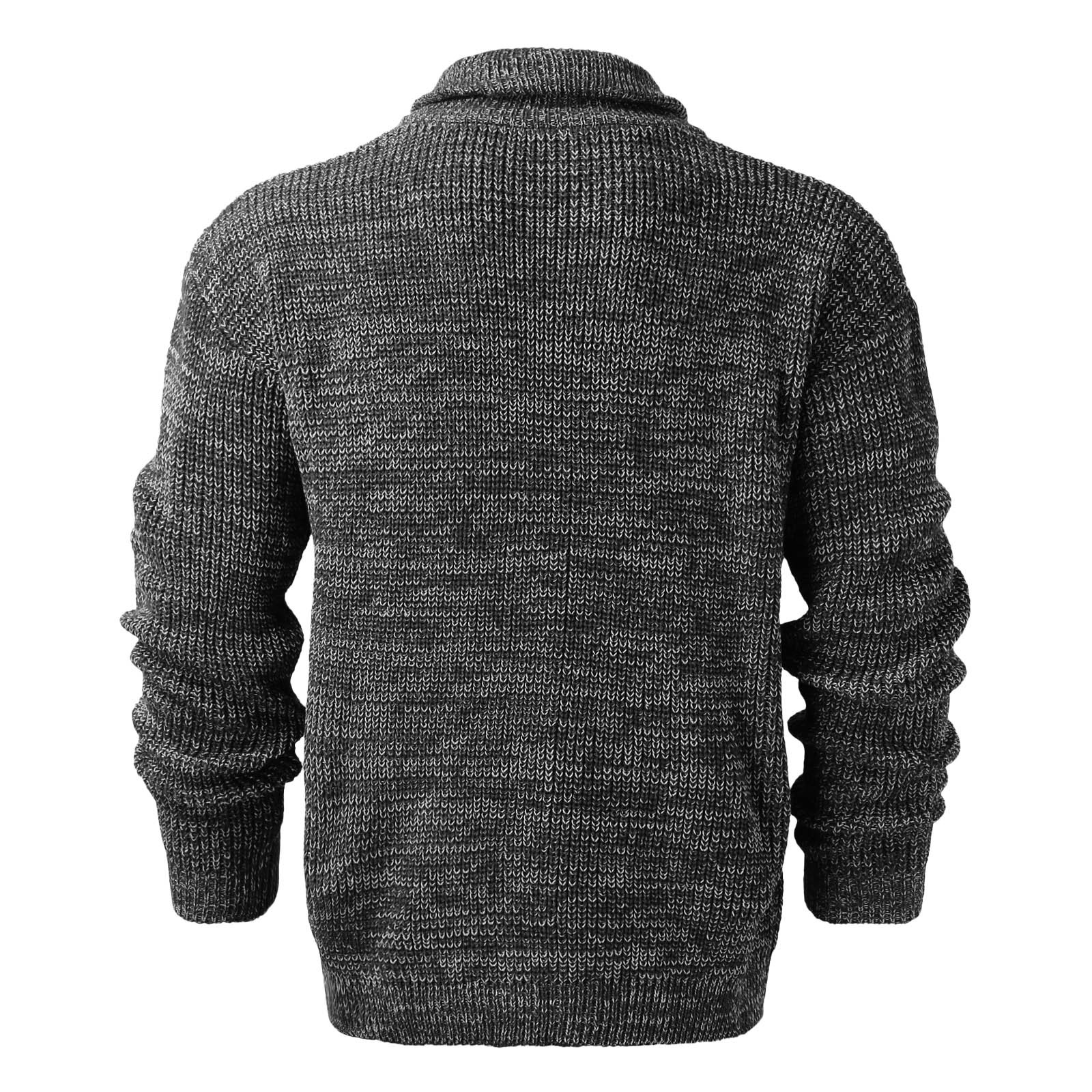 Mens Cable Knit Cardigan Sweater Shawl Collar Loose Fit Long Sleeve ...