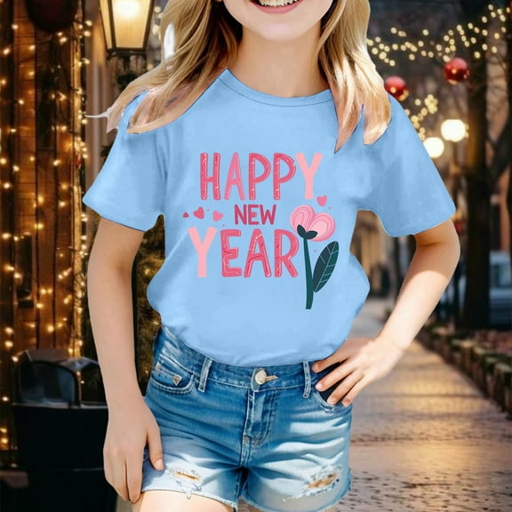SNKSDGM Girls Girls Shirts Size 10-12 Green Cute Tops for Girls 7-8 Summer Kids New Year 2025 Printed Short Sleeve T Shirt Tops Casual 6-7 Years