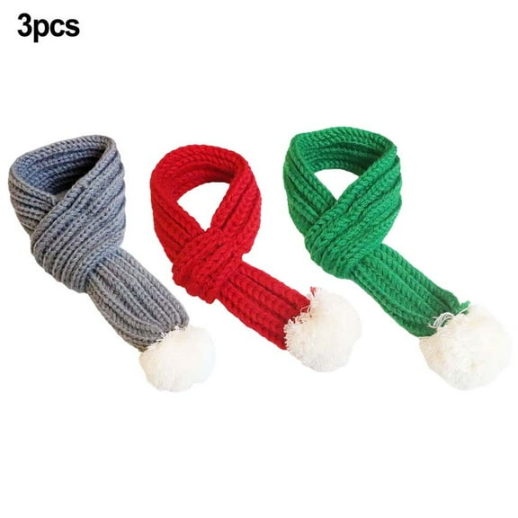 Cozy 3Pcs Christmas Pet Scarves: Knit Holiday Style For Dogs & Cats!