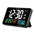 thumbnail image 2 of Reloj de pared digital con función de repetición de fecha, alarma de alta temperatura para días laborables y reloj de escritorio. Blanco, 2 of 9