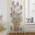 thumbnail image 5 of Watercolor Purple Floral Sheer Curtains 45" Long, Spring Flower Basket Botanical Linen Light Filering Curtains, Breathable Simi Curtain Privacy Drapes for Kitchen Bathroom Small Window Treatment, 5 of 9