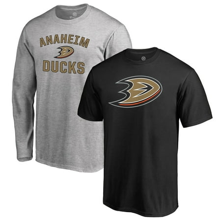 Signed Anaheim Ducks - Anaheim Ducks Fanatics Branded Youth T-Shirt Combo Set - Black/Heathered Gray - Yth L