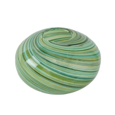 Glass Vase with Swirl Design - 8.5"Dia. x 6" - Green