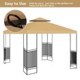 thumbnail image 5 of 2 Tiers Square Replacement Canopy Waterproof Top Cover Replacement Anti-UV Canopy Roof Pavilion Gazebo Tent Sunshade 10'x10' Khaki, 5 of 11