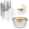thumbnail image 1 of Fit Meal Prep - Paquete de 50 ramekins desechables de 4 onzas con tapas, mini tazas para hornear de papel de aluminio, apto para congelador y horno, crema Brulee Ramekin desechable, revest Fit Meal Prep NA, 1 of 8