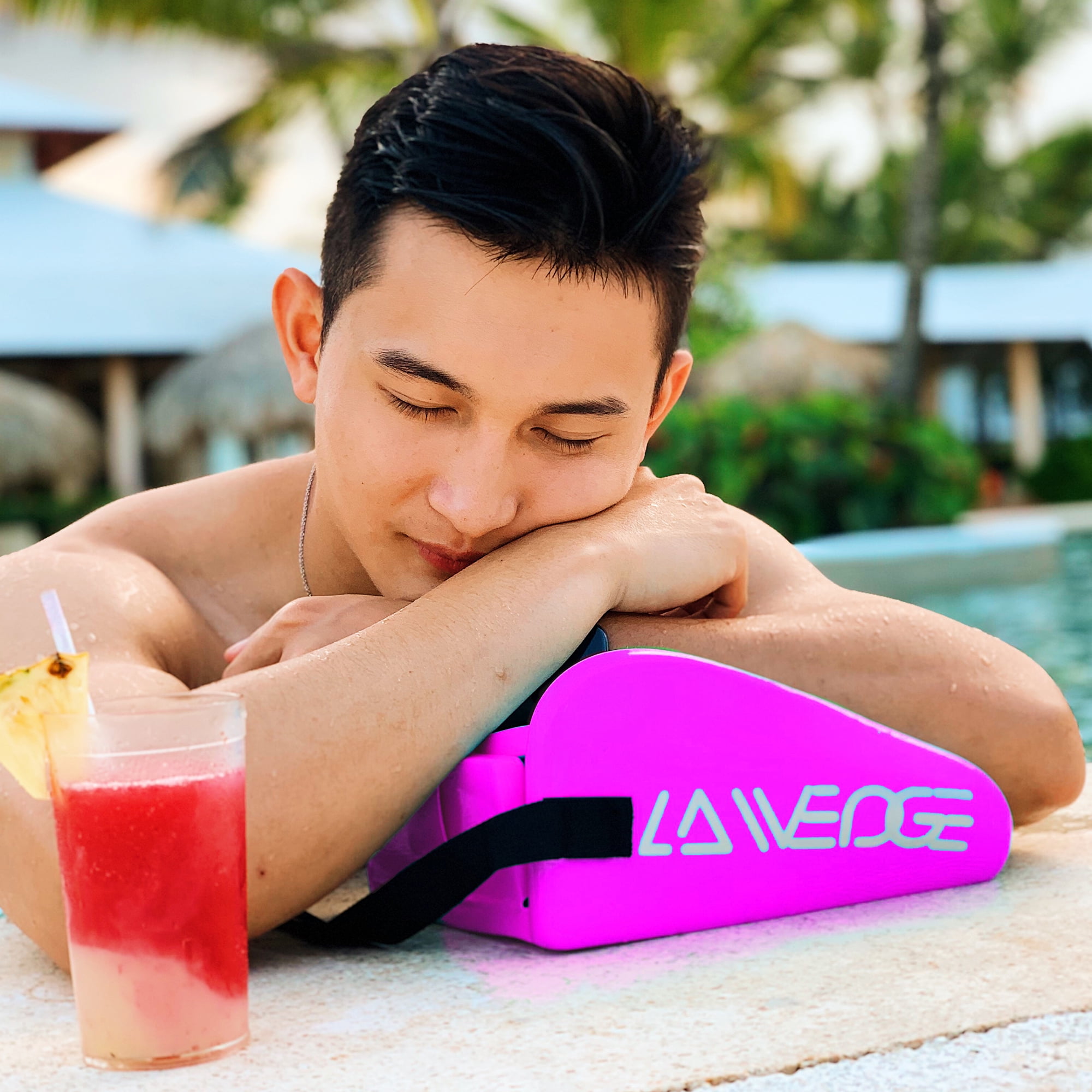 La-Wedge - Beach Headrest and Accessory Bag - Precious Pink