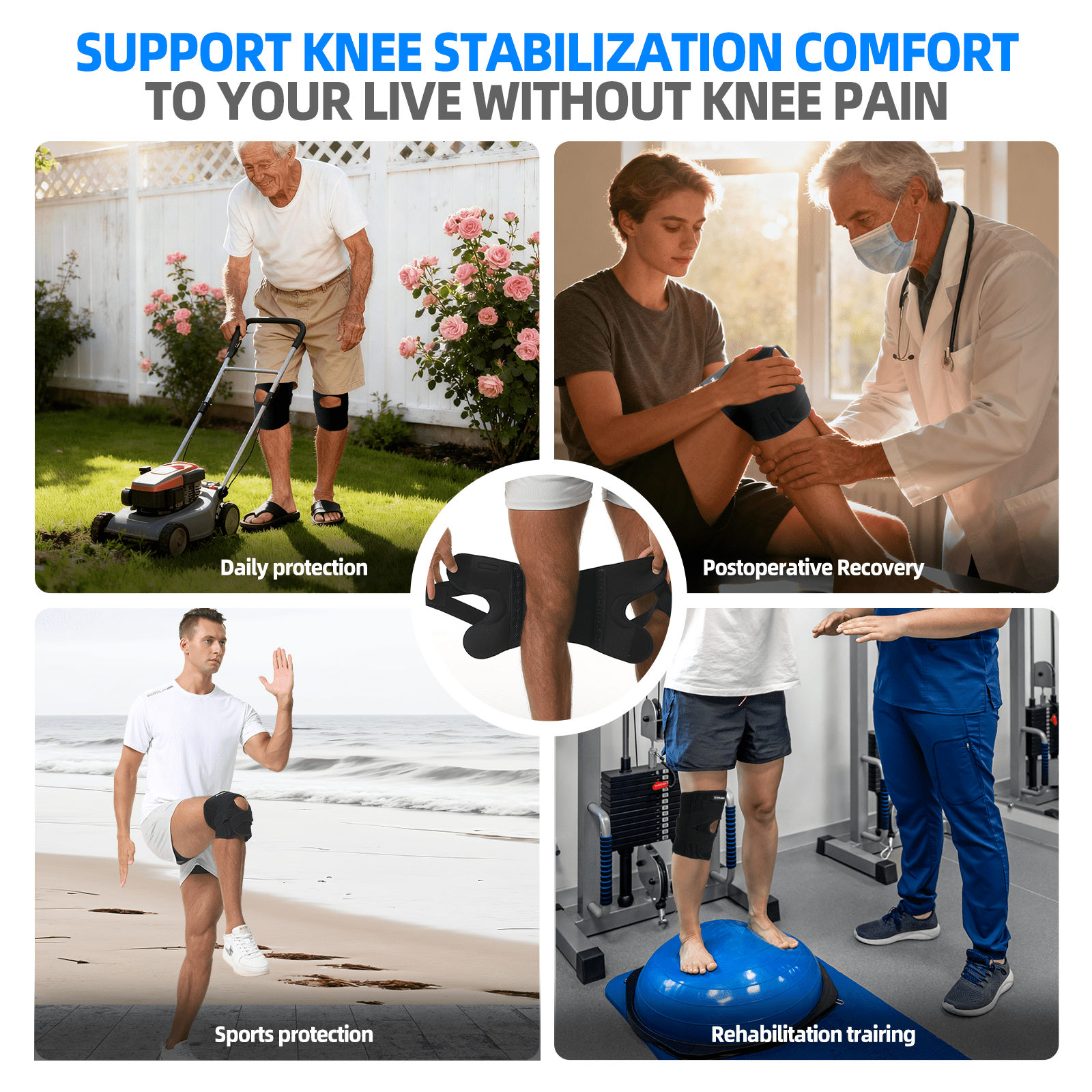IYDOAMEA Adjustable Knee Brace for Running & Post-Surgery Recovery, ACL & Meniscus Support