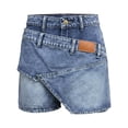 thumbnail image 4 of Jean Skirts for Women Denim High Waisted Summer Casual Asymmetrical Wrap Denim Shorts by Yigetop Sky Blue L, 4 of 6