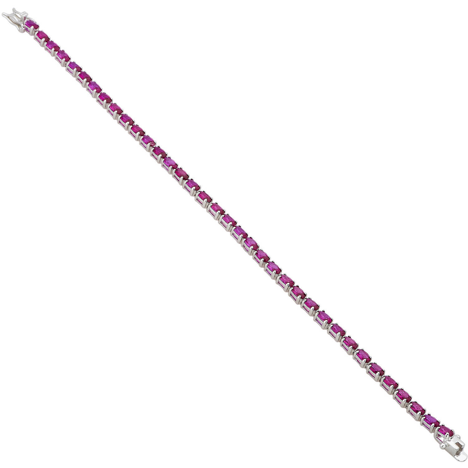 Arista Created Ruby Gemstone Women's Tennis Bracelet in Sterling Silver, 7.5"