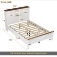 thumbnail image 5 of Farmhouse Platform Bed with Double Sliding Barn Door, Full Size Rustic Wood Bed with Charging Station, Wood Slats Support, White+Brown, 5 of 10