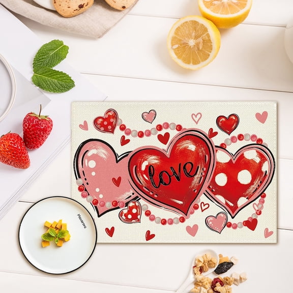 Artoid Mode Valentine's Day Placemat Red Love Wedding Holiday Table Mat 1 Count