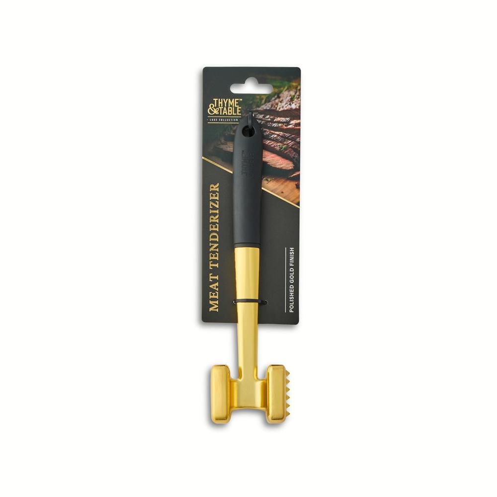 Thyme & Table Meat Tenderizer in Polished Gold Finish, Tenderizer