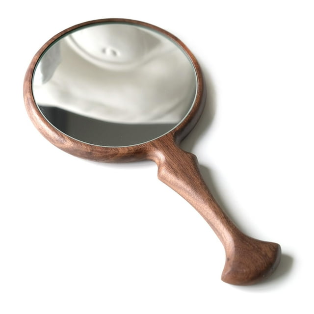 xjwoodsmart Espejos de mano con asa Espejo de mano vintage para hombre y mujer 11 L x 5,5 W Multiusos para salón Hogar Viajes Madera de nogal
