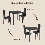 Dining Table Set, Kitchen and Chairs for 2, PU Leather Modern Room Sets for Home, Kitchen, Living Room,Black