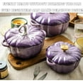 thumbnail image 6 of Pumpkin Dutch Oven Pot with Lid, Enameled Cast Iron Pumpkin Dutch Ovens with Dual Handle for Cooking, Pumpkins Shaped Cast Iron Oven with Lid, for Various Stove, For Stews Soups Baking(A-6.3in/16CM), 6 of 7