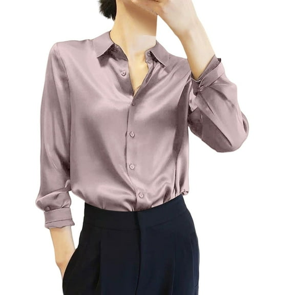 ZJXFGS Womens Clothes Loose Long Sleeve Shirts For Women Western Outfit For Women Formal Tops Long Sleeve Casual Comfort Colors Tshirt Women'S Lapel Tops Purple S