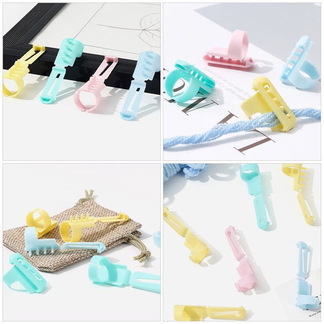 unbranded 16Ud Separadores De Hilo Para Dedos En Colores Surtidos Anillos De Plástico Para Tejido Y Crochet