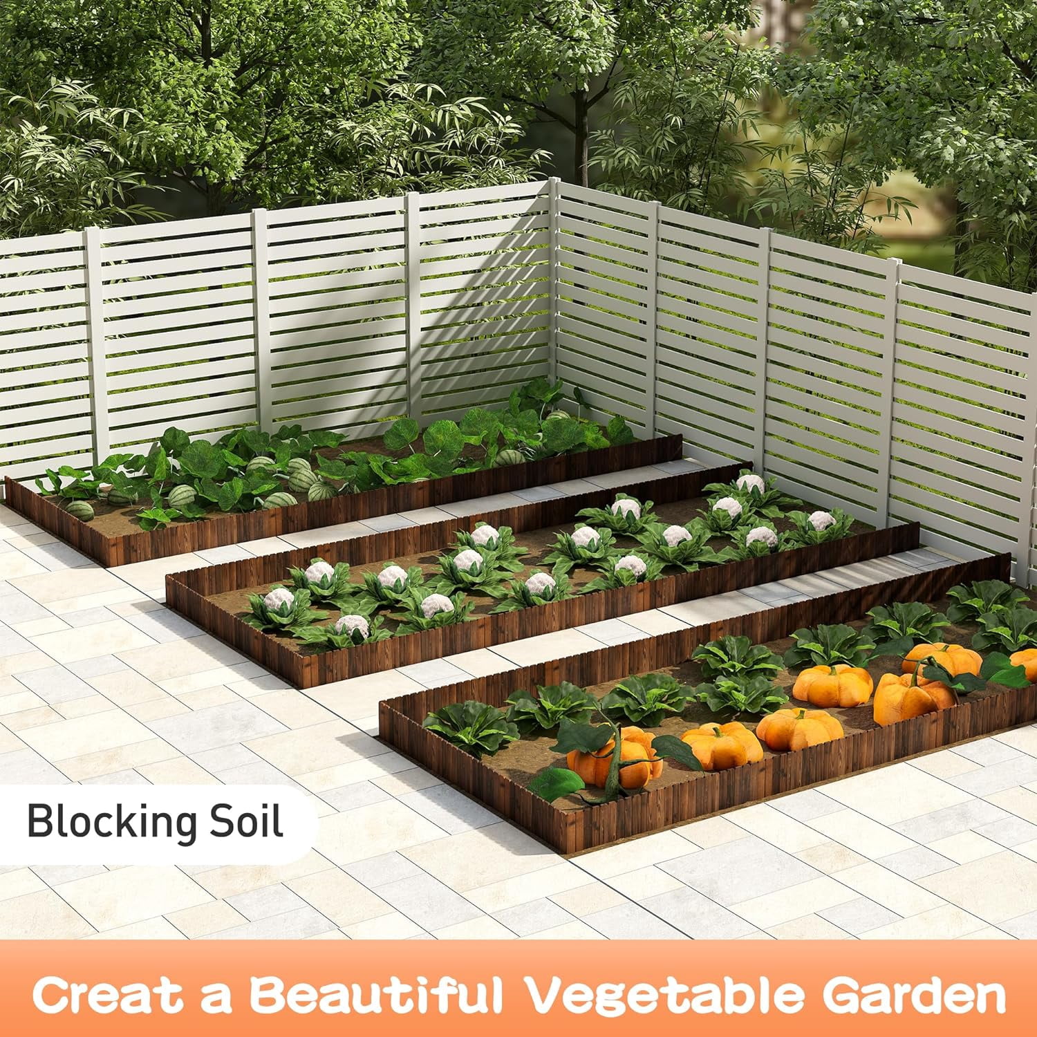 Garden Edging Border Wood Fence for Yard  Path Flower Bed Decorative Landscape Edging