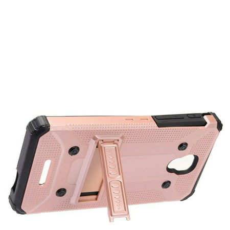 Alcatel Fierce 4 Phone Case by Insten Dual Layer [Shock Absorbing] Hybrid Stand Hard Plastic/Soft TPU Rubber Case Cover For Alcatel One Touch Allura/Fierce 4/Pop 4+, Rose Gold/Black