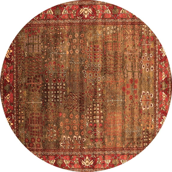 Ahgly Company Indoor Round Oriental Orange Traditional Area Rugs, 3' Round