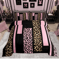 thumbnail image 2 of Feelyou Pink Cheetah Print Full Size Comforter Sets for Women, Fashion Abstract Ombre Bedding Comforter Set, Leopard Wildlife Reversible Bedding Sets, Luxury Bedroom Decor, 3-Piece, 2 of 8