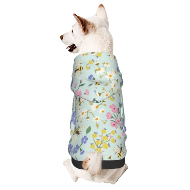 Balery Honey Bees And Flowers Sudadera con Capucha para Perros Pequeños – Ropa para Mascotas, Disfraz para Perros y Gatos, Ideal para Fiestas y Cosplay-X-Large
