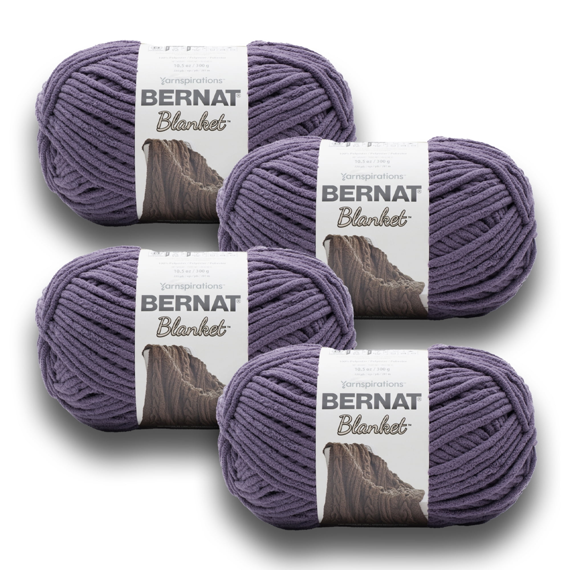 (2 pack) Bernat® Blanket™ #6 Super Bulky Polyester Yarn, Aubergine 10.5oz/300g, 220 Yards (4 Pack)
