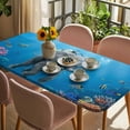 thumbnail image 3 of Ocean Diving Elephant Table Cloths for 6 Foot Rectangle Tables, Blue Coastal Coral Fish Marine Life Patio Waterproof Elastic Fitted Tablecloths, Washable Rectangular Table Cover for Camping, 3 of 8