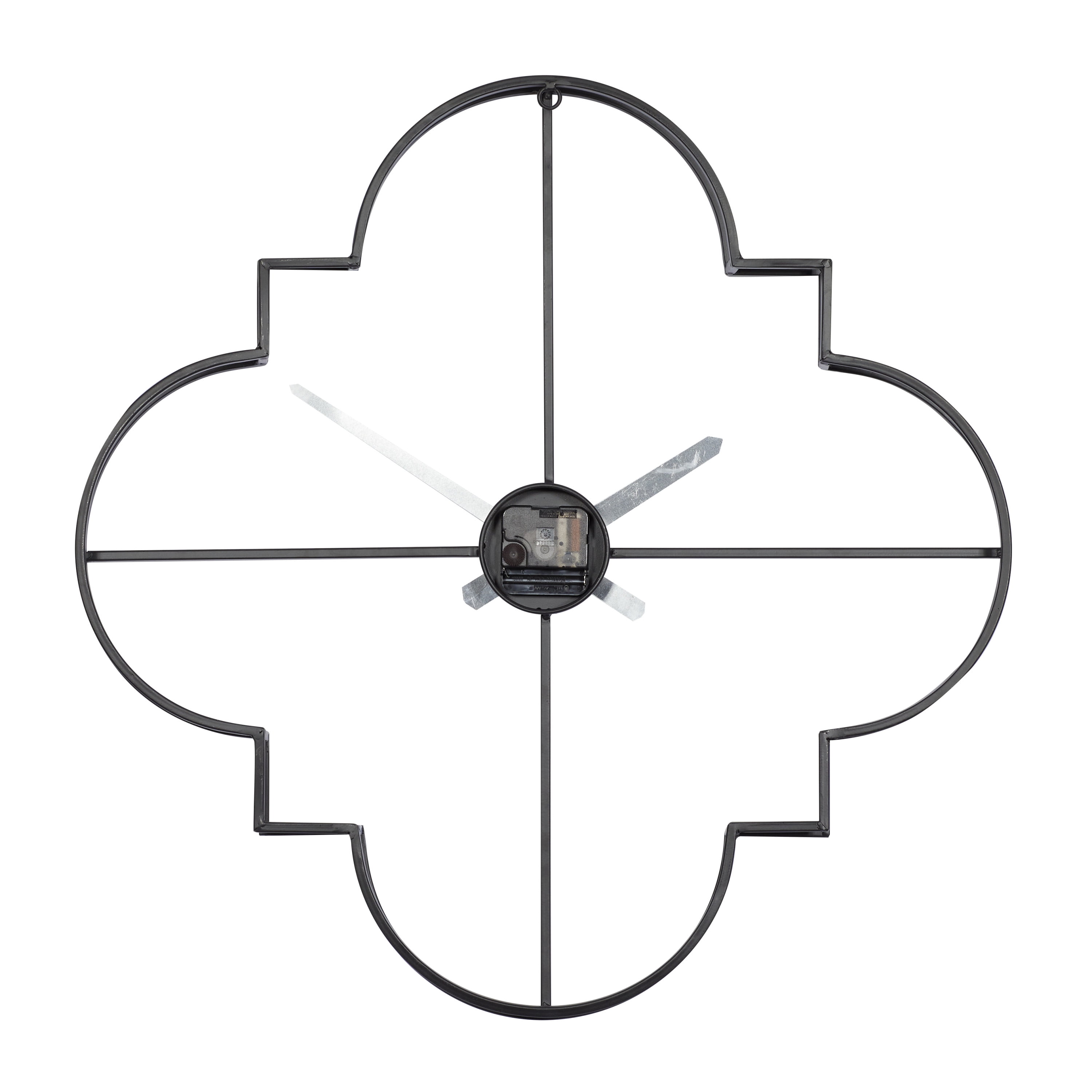Cosmoliving by Cosmpolitan Black Metal Glam Quatrefoil Inspired Wall Clock 24"W x 24"H